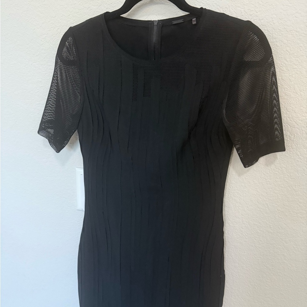 Elie Tahari Marianna Black Mesh Bodycon Midi Cocktail Dress Size 4 - Picture 5 of 12